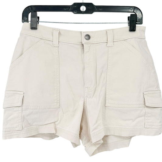 Hollister White Ultra High-Rise Mom Shorts W29 Size 9/8 Cargo Pockets Lt Beige