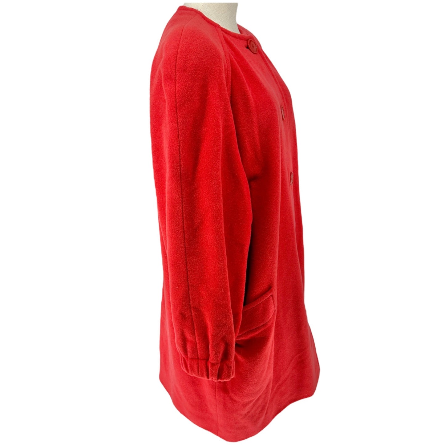 Luisa Spagnoli Vintage Coat Womens Size S Red Wool Pockets LS Made In Italy