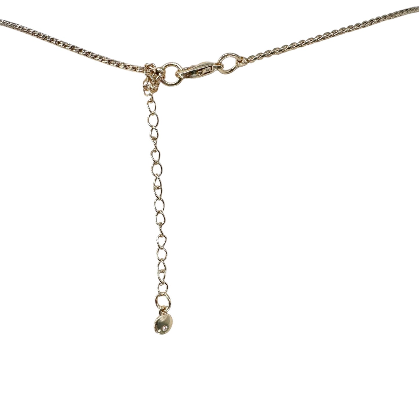Snowflake Rhinestone Pendant Necklace 32 inches Gold Tone With Adjustable Chain