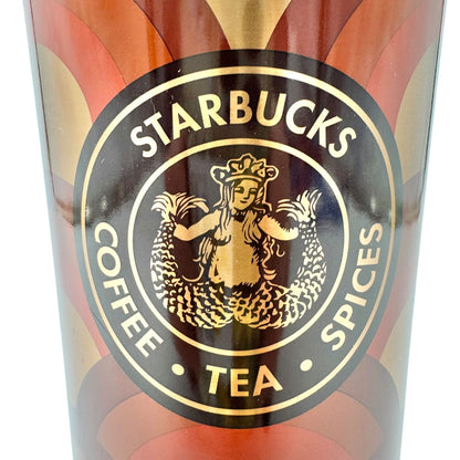 Starbucks 16oz Stainless Steel Retro Tumbler+Lid Coffee Tea Spices Logo Gold Red