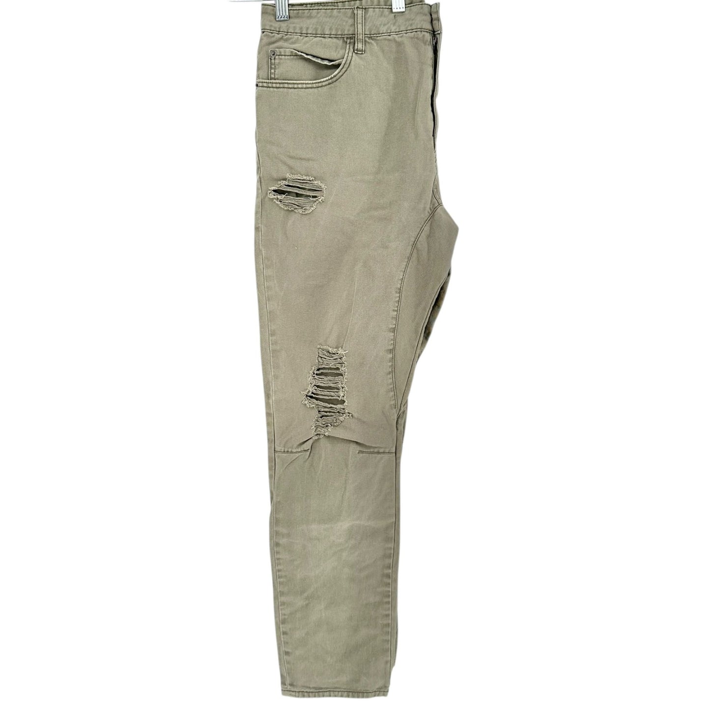 Jaywalker Jeans Mens Size 36 Distressed Olive Green Slim Fit Cotton 31 Inseam