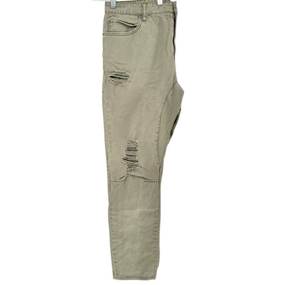 Jaywalker Jeans Mens Size 36 Distressed Olive Green Slim Fit Cotton 31 Inseam