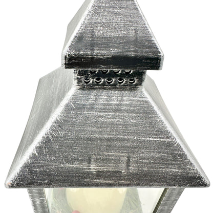 Christmas Lantern With LED Candle Black Silver Plastic Battery Operated WORKS