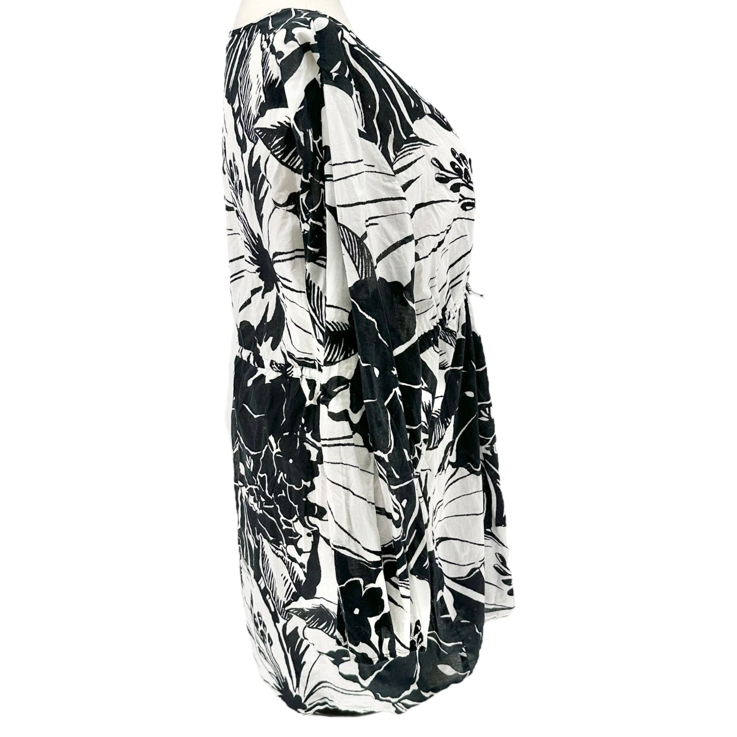 Islander Swim Cover Up Womens 3X Black White Flower Print Lightweight Full Cover