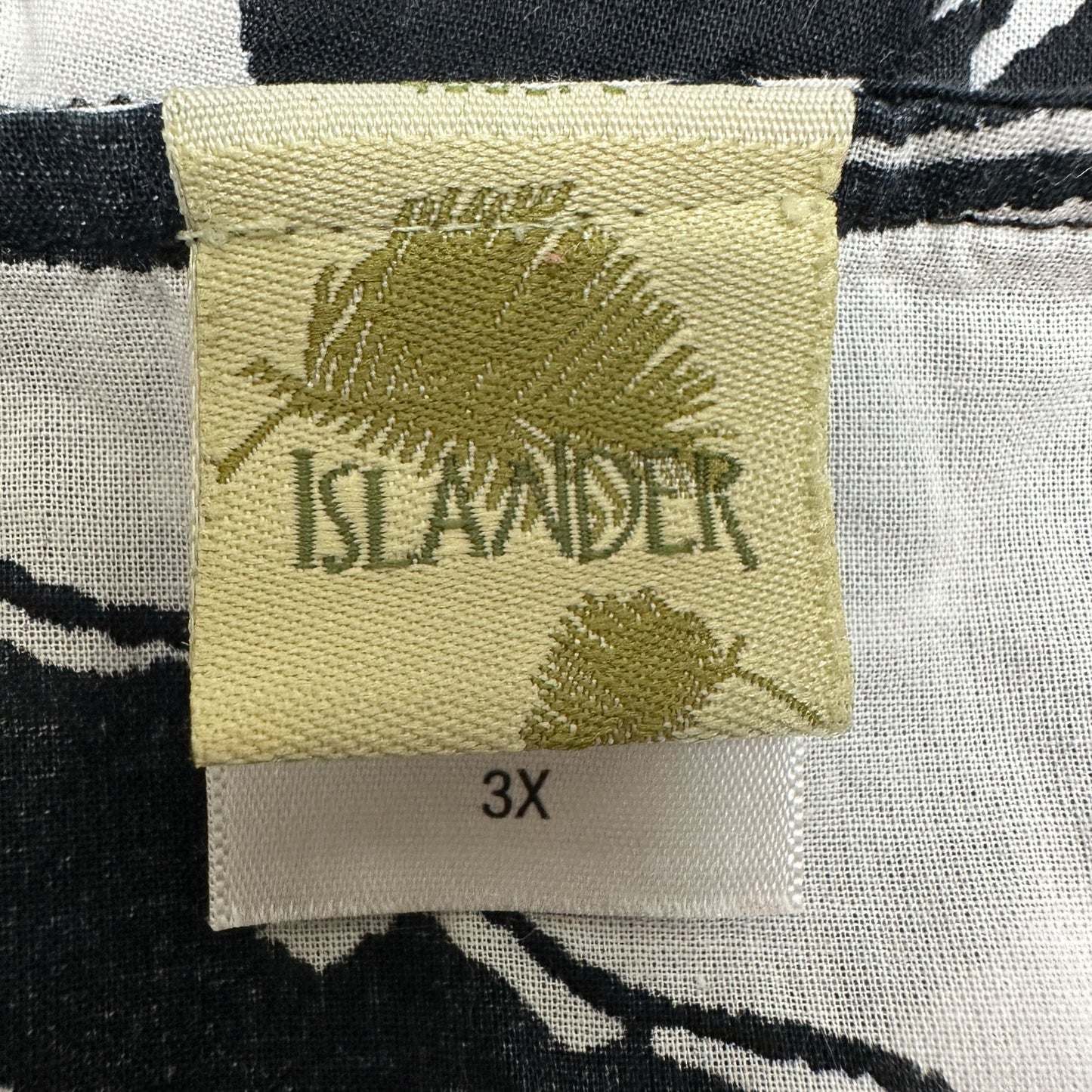 Islander Swim Cover Up Womens 3X Black White Flower Print Lightweight Full Cover