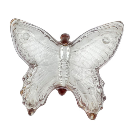 Vintage Butterfly Trinket Dish Clear Glass With Gold Trim 4.5 x 4 inch Beautiful