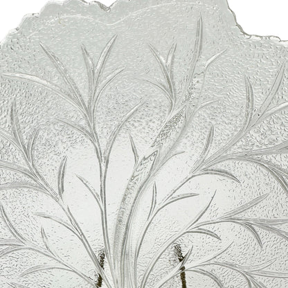 Clear Glass Serving Plate Etched 10-Inch Tree Design With Two Sections