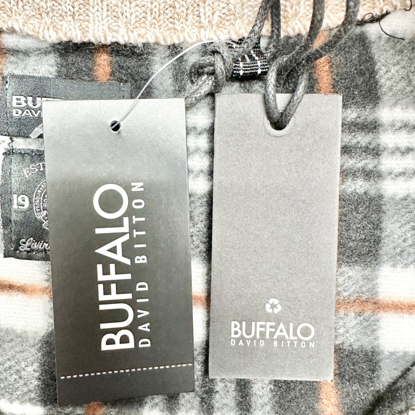 Buffalo David Bitton Cardigan Sweater Mens XXL Beige Zip-Up Jute Mix Warm Knit