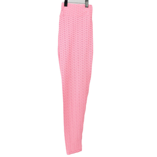 Textured Scrunch Butt Leggings Womens XXL Pink High-Waisted Poly Spandex Blend
