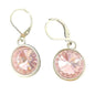 Earrings Pink Crystal and Silvertone Round Leverback Fashion Jewelry NIP