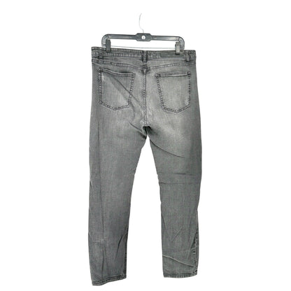 Elwood Mens Biker Jeans 36x30 With Distressed Detailing Faded Black Light Wash