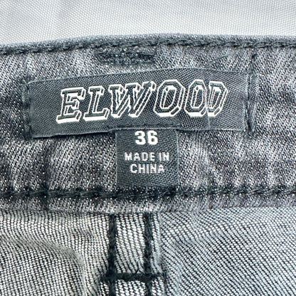 Elwood Mens Biker Jeans 36x30 With Distressed Detailing Faded Black Light Wash