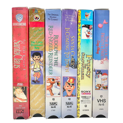 Vintage Christmas VHS Lot Of 6 Holiday Classics Frosty Santa Claus Drummer Boy