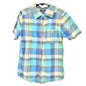 Oshkosh Boys Size 8 Short Sleeve Plaid Button-Up Shirt Cotton Blue Yellow
