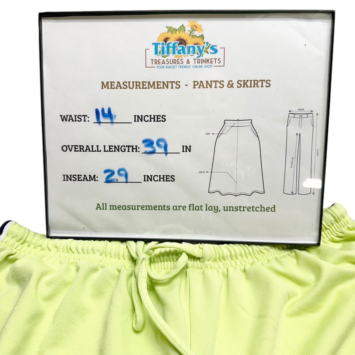 Prospirit Athletic Track Pants Womens Large Lime Green Polyester Elastic Waist
