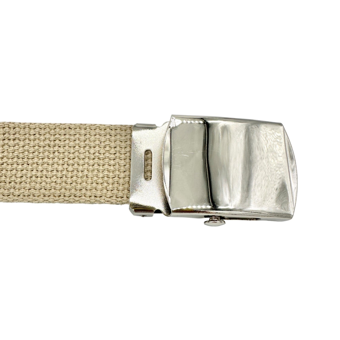 Adjustable Unisex Beige Canvas Belt With Silver Buckle Durable Casual Style