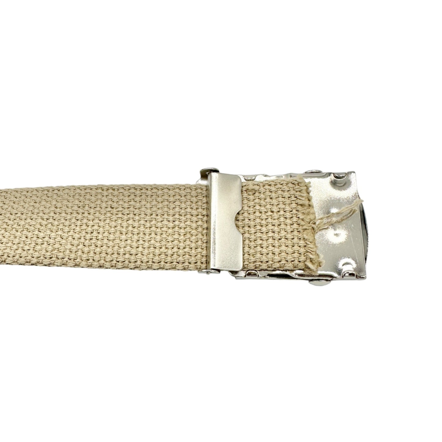Adjustable Unisex Beige Canvas Belt With Silver Buckle Durable Casual Style