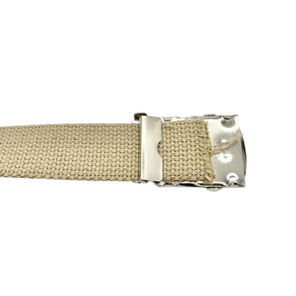 Adjustable Unisex Beige Canvas Belt With Silver Buckle Durable Casual Style