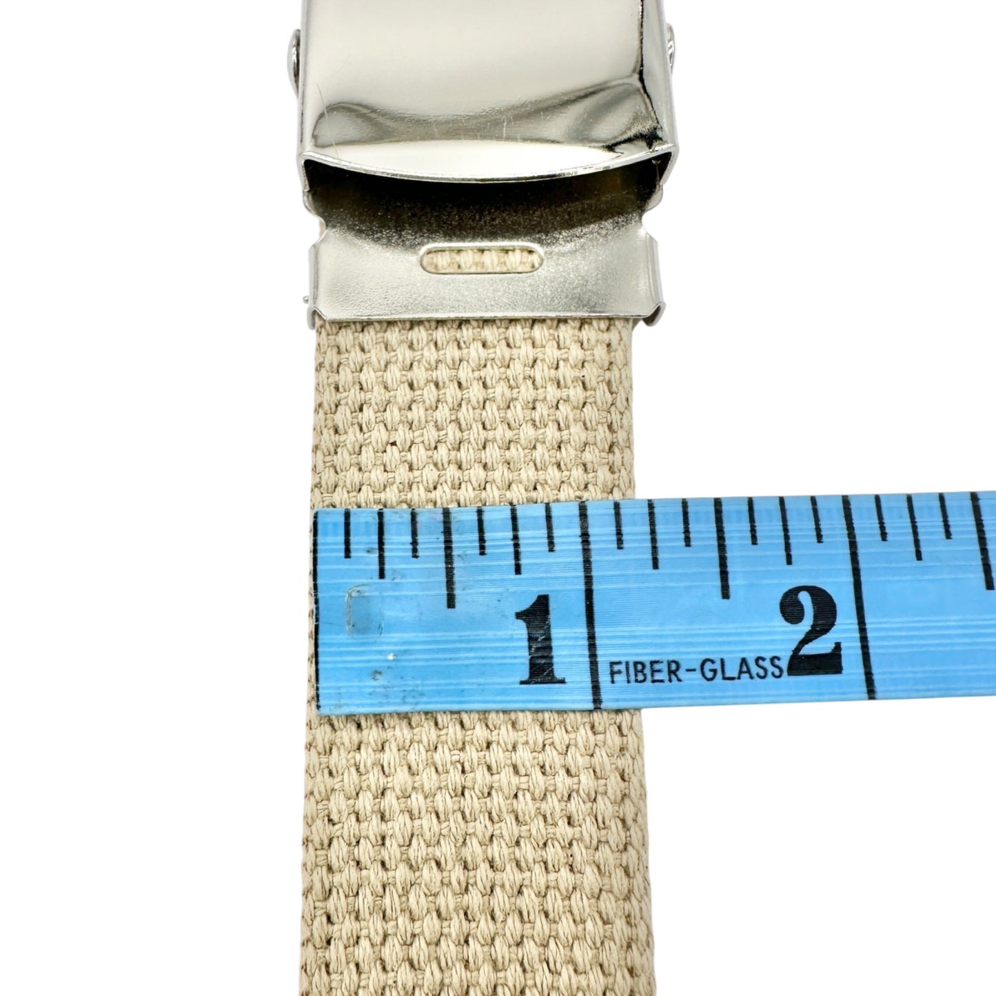 Adjustable Unisex Beige Canvas Belt With Silver Buckle Durable Casual Style