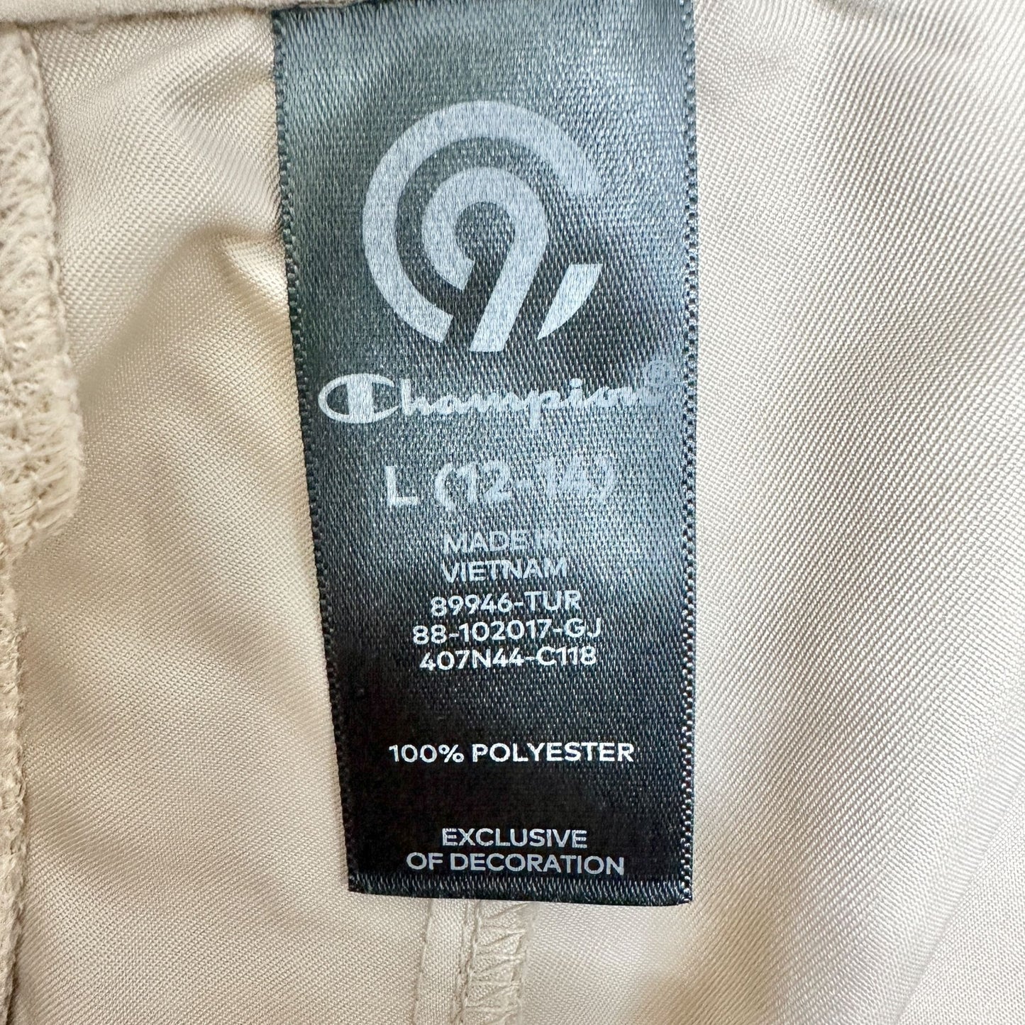 Champion Shorts Womens L 12-14 Quick Dry Beige Polyester Shrink Resistant