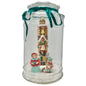 Handcrafted Glass Lidded Jar Christmas Snow Scene Carolers Gingerbread Church