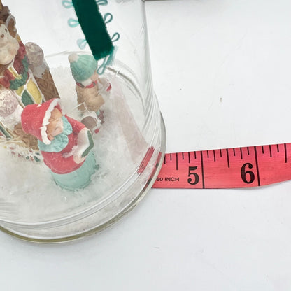 Handcrafted Glass Lidded Jar Christmas Snow Scene Carolers Gingerbread Church