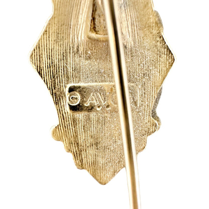 Vintage Avon Goldtone Stick Pin Rhinestone Accent Ornate Design 3 Inch Accessory