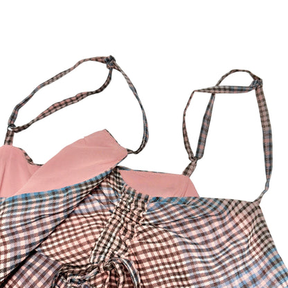 Aéropostale Womens Plaid Slip Dress S Dusty Rose and Blue Lined Rayon Polyester
