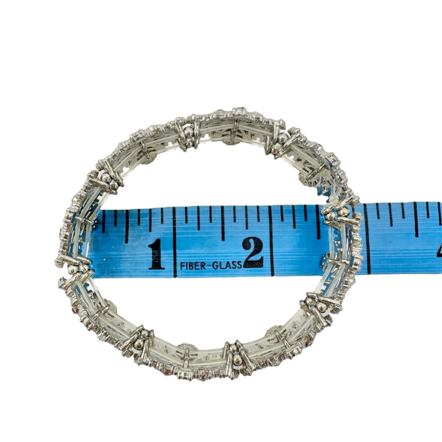 Vintage Inspired Silver Tone Snowflake Stretch Bracelet With Rhinestone Accents