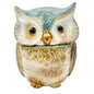 Hand-Painted Ceramic Owl Jar With Lid For Storage Or Décor 6x5 Brown and Blue