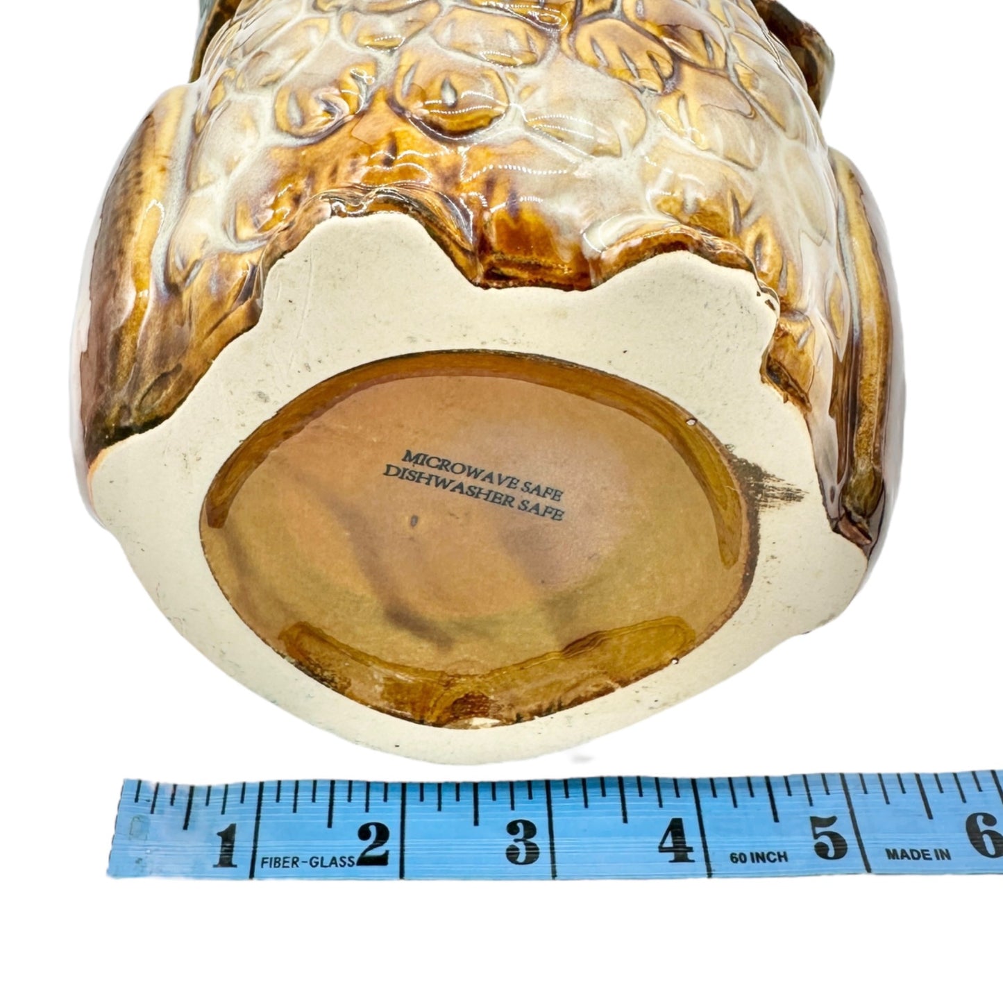 Hand-Painted Ceramic Owl Jar With Lid For Storage Or Décor 6x5 Brown and Blue
