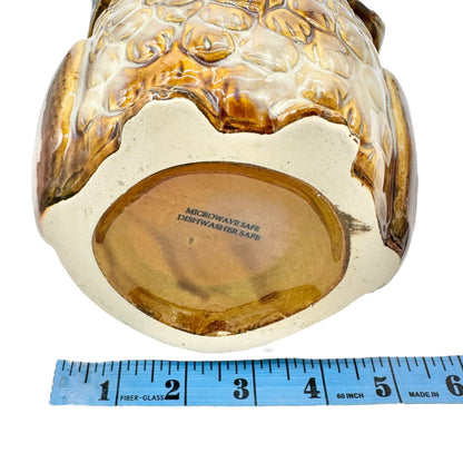 Hand-Painted Ceramic Owl Jar With Lid For Storage Or Décor 6x5 Brown and Blue