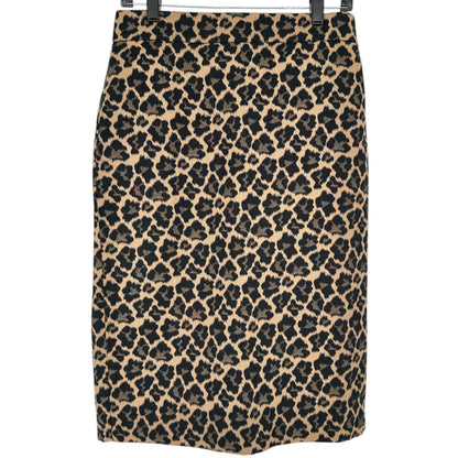 Talbots Pencil Skirt Womens Size 6 Leopard Print Pencil Cotton Blend Knee Length
