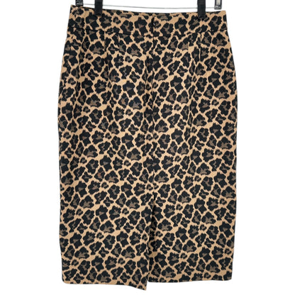 Talbots Pencil Skirt Womens Size 6 Leopard Print Pencil Cotton Blend Knee Length
