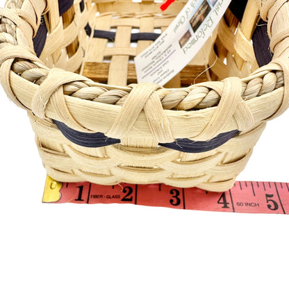 Handmade Basket Cookies for Two with Blue Accent Moveable Wooden Handle Small