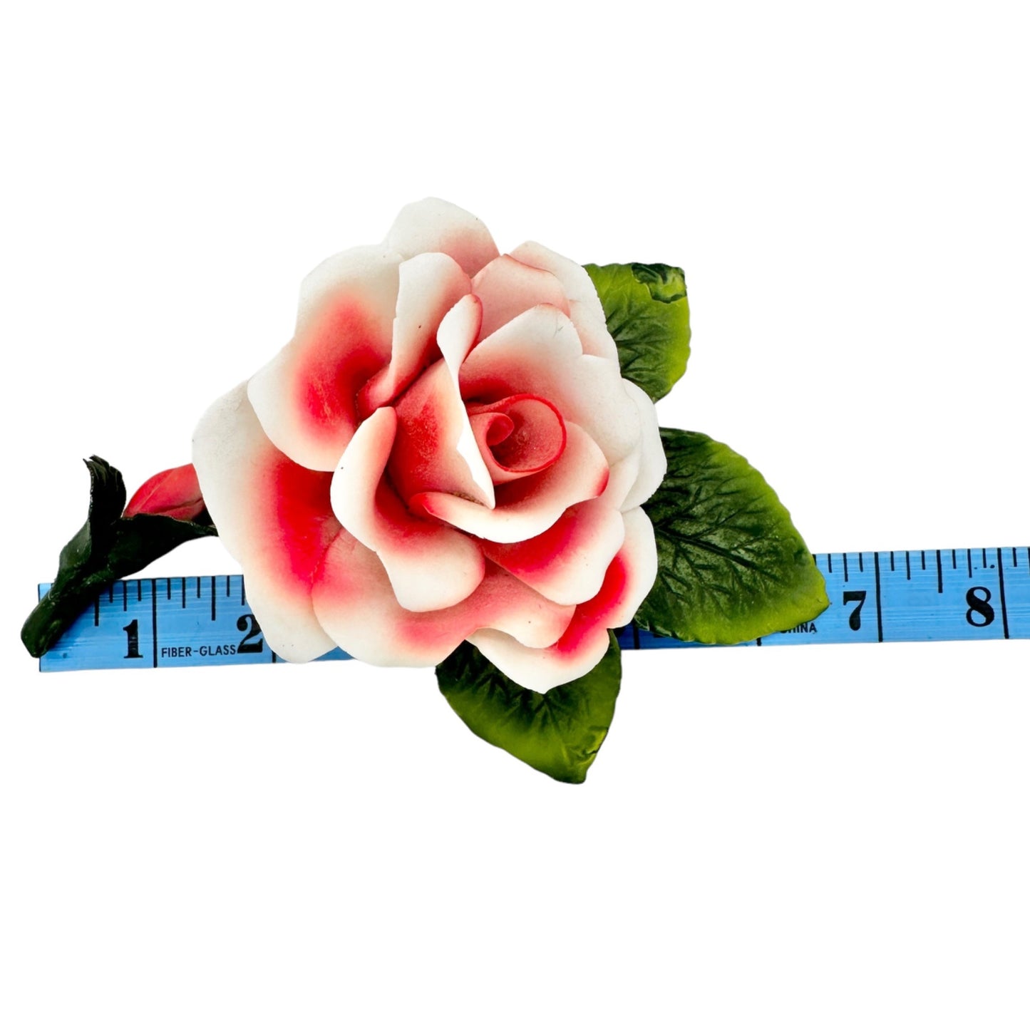 Home Decor Rose 7 inch White Pink Green Very Fragile
