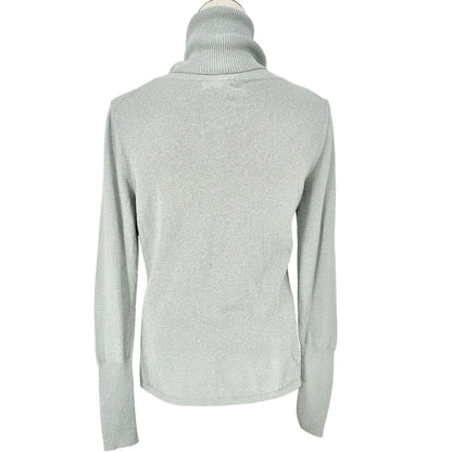 Calvin Klein Sweater Womens M Metallic Silver Cowl Neck Long Sleeve Cotton Blend