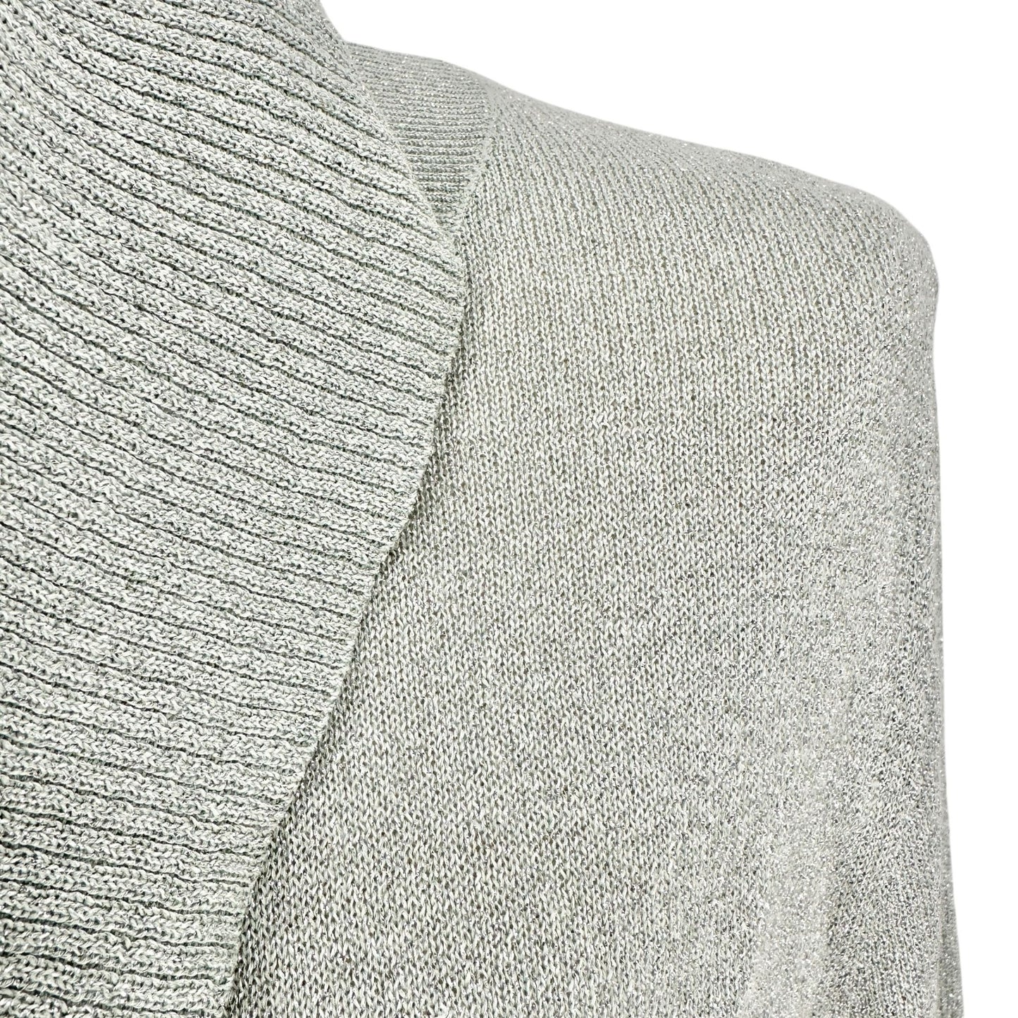 Calvin Klein Sweater Womens M Metallic Silver Cowl Neck Long Sleeve Cotton Blend