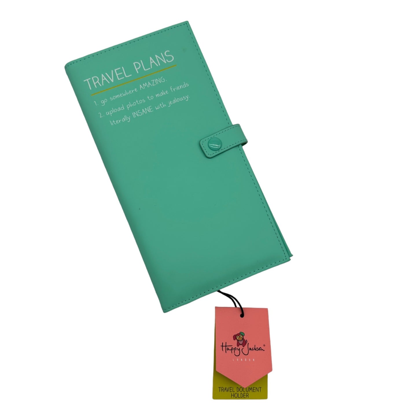Happy Jackson Travel Document Holder Teal Vinyl Padded Snap Closure Pockets NWT