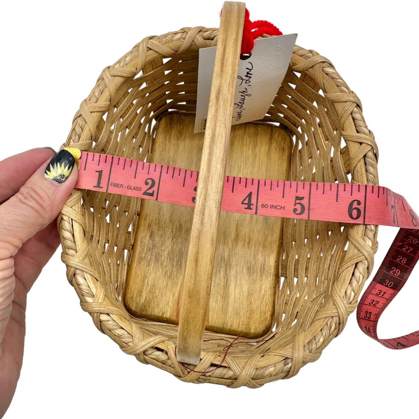 Handmade Basket Live Laugh Love Metal Accents Wood Base and Handle Small Cute