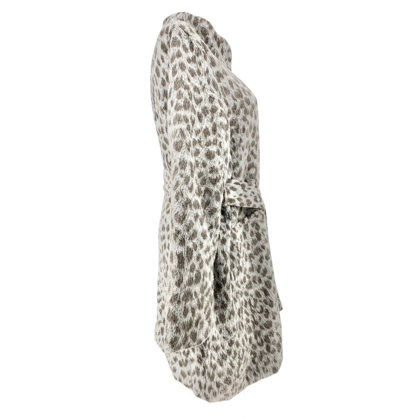 Old Navy Maternity Coat Women's XL Gray Leopard Print Zip and Waist Tie Closure