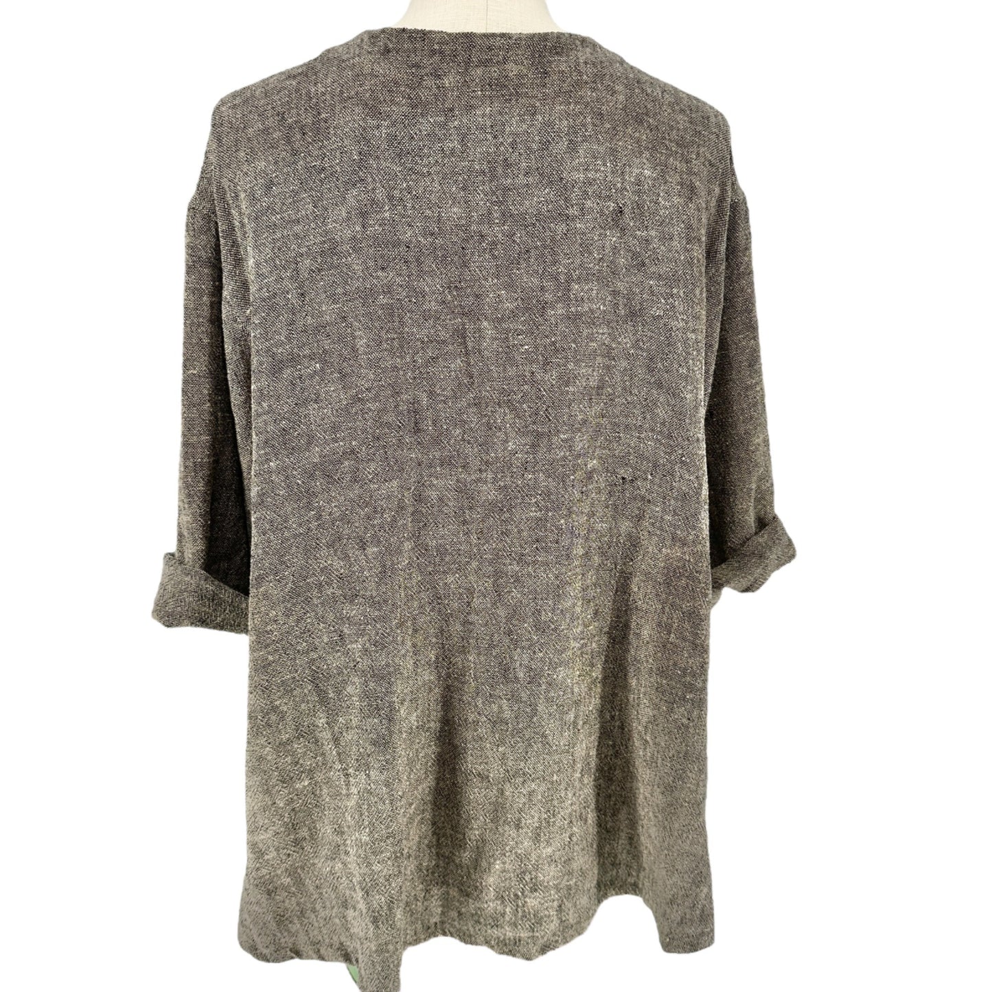 Stijfselkissie Shirt Jacket Womens XS Gray Textured Linen Drape Style Pockets