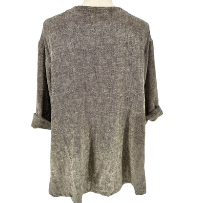 Stijfselkissie Shirt Jacket Womens XS Gray Textured Linen Drape Style Pockets