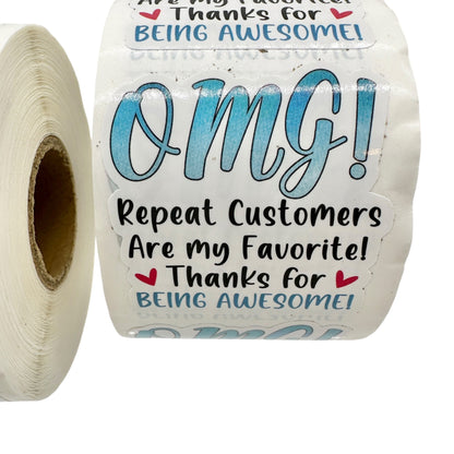 OMG! Repeat Customers Are The Best! 1000 2x2 Stickers 2 Rolls of 500 each NEW