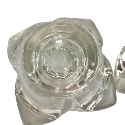 Pair of Vintage Lead Crystal Candlestick Holders Four Point Taper Excellent