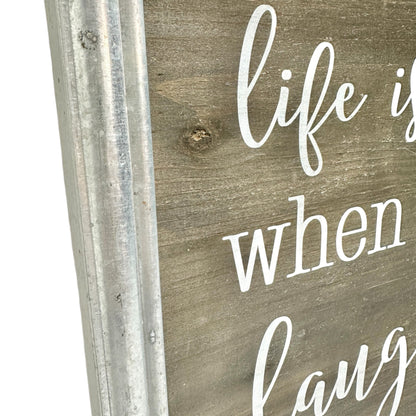 Life Is Better When Youre Laughing Wood Framed Wall Art Sign 16x16 Rustic Decor