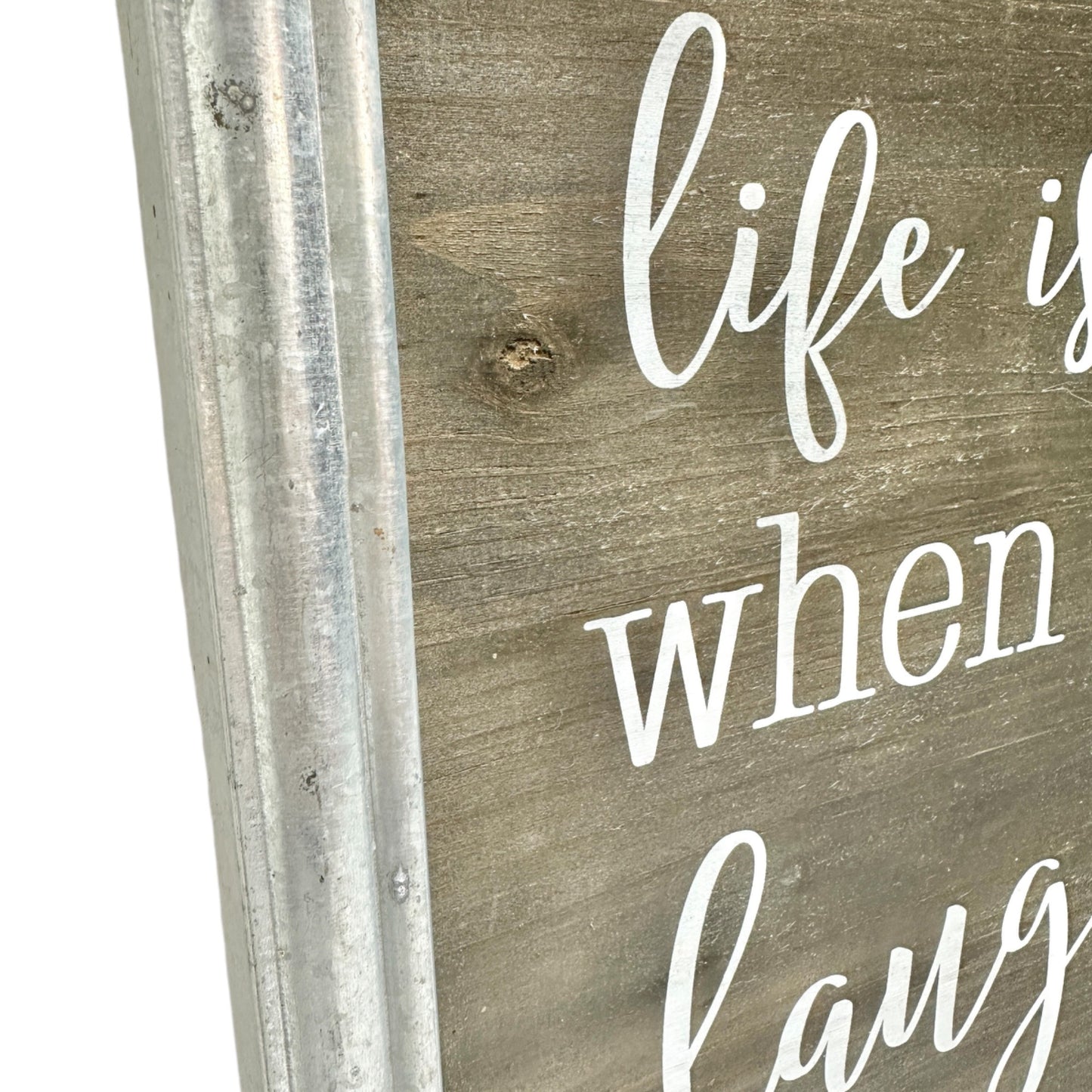 Life Is Better When Youre Laughing Wood Framed Wall Art Sign 16x16 Rustic Decor