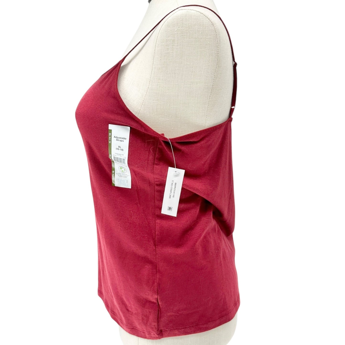 Time and Tru Cami Tank Top Womens XL 16-18 Red Adj Strap Soft Lightweight Top