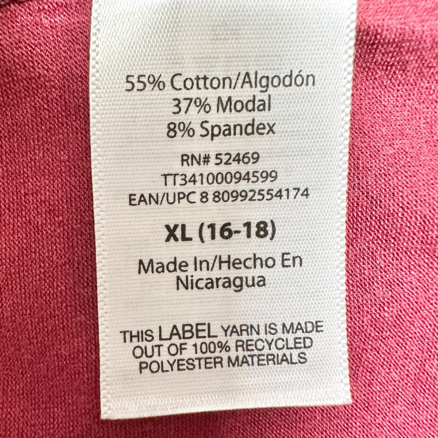 Time and Tru Cami Tank Top Womens XL 16-18 Red Adj Strap Soft Lightweight Top