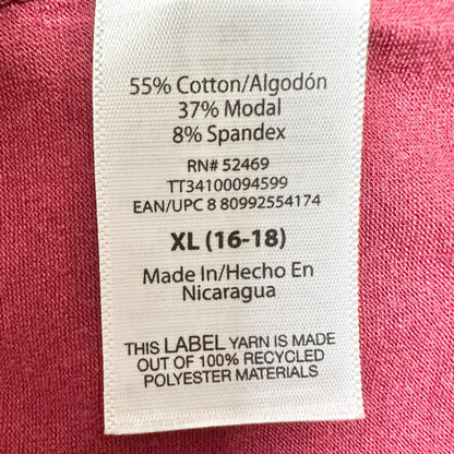 Time and Tru Cami Tank Top Womens XL 16-18 Red Adj Strap Soft Lightweight Top